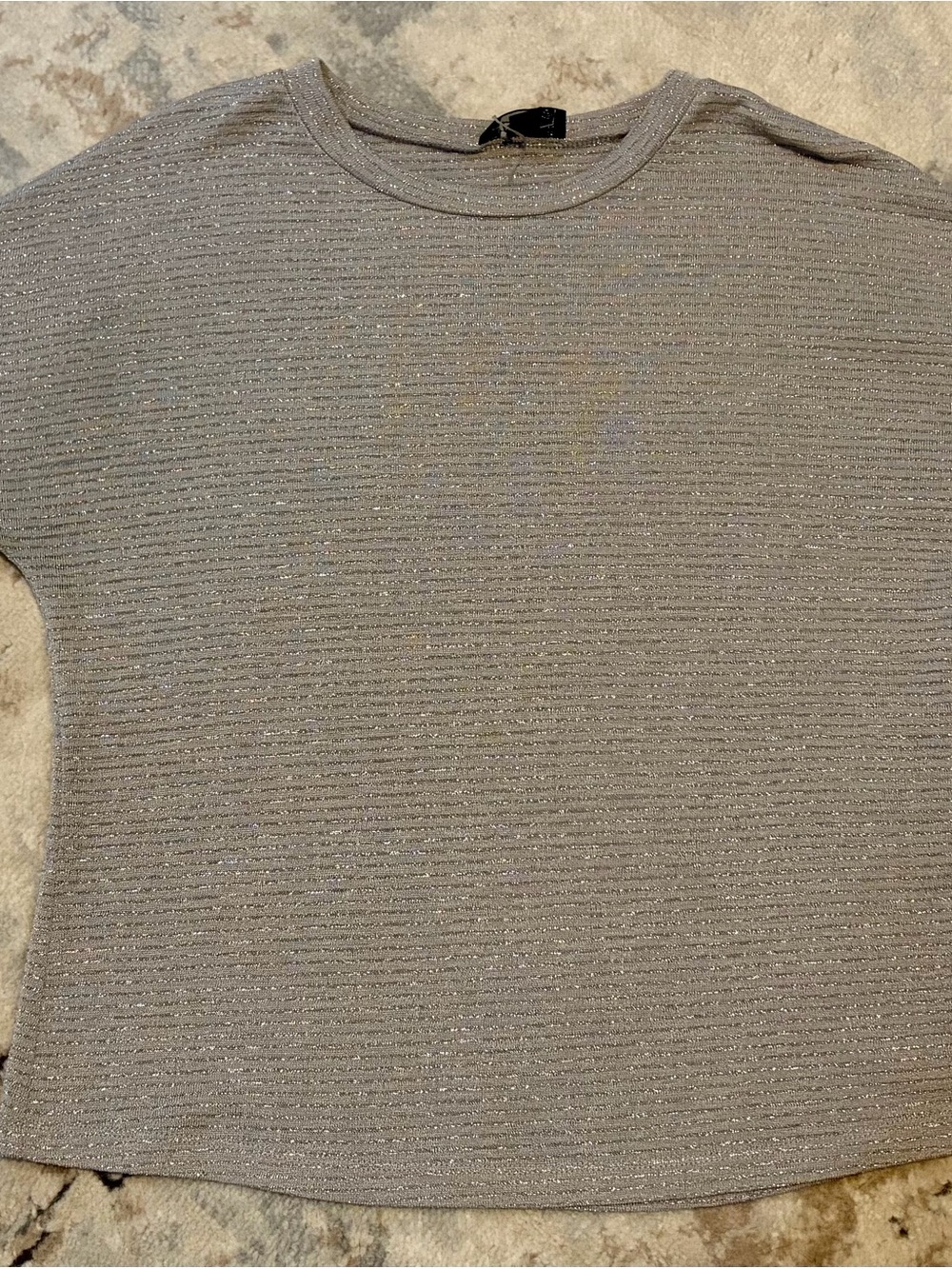 Bwear Sparkle Ribbed Crewneck Top - Silver